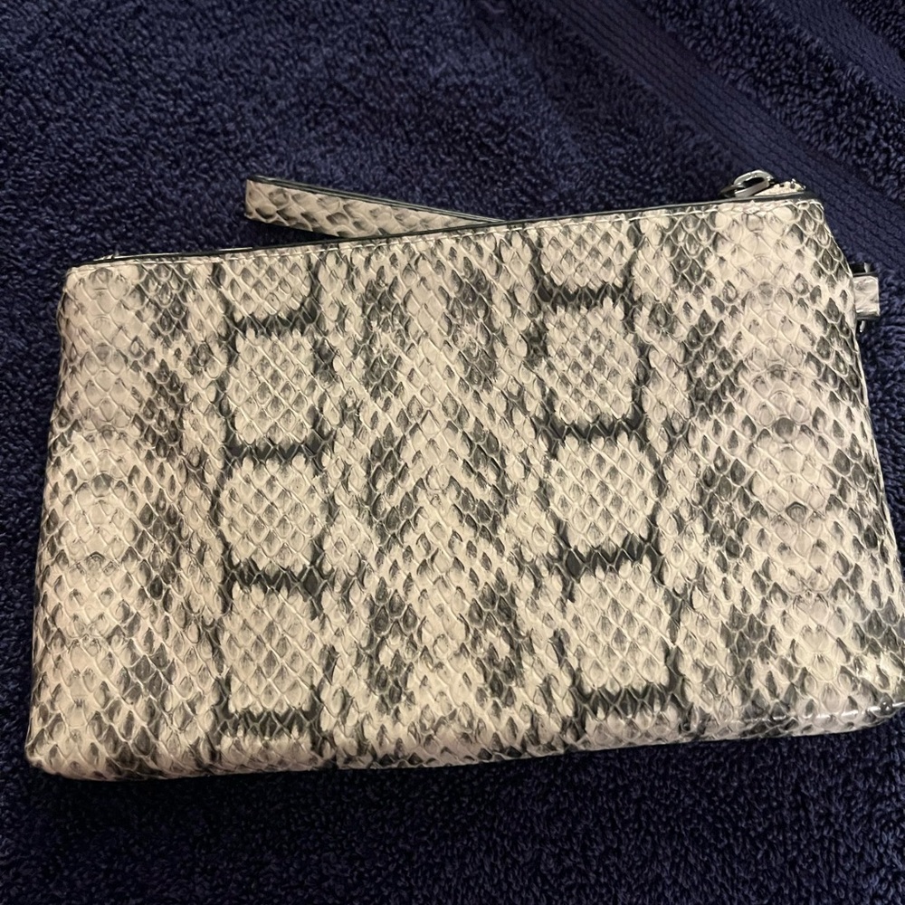 A NEW DAY snakeskin wristlet flat clutch bag